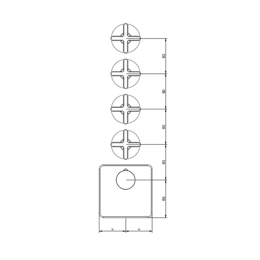Immagine di Gessi INCISO SHOWER miscelatore termostatico alta portata a parete 4 uscite indipendenti, installazione verticale/orizzontale, finitura cromo 58348#031