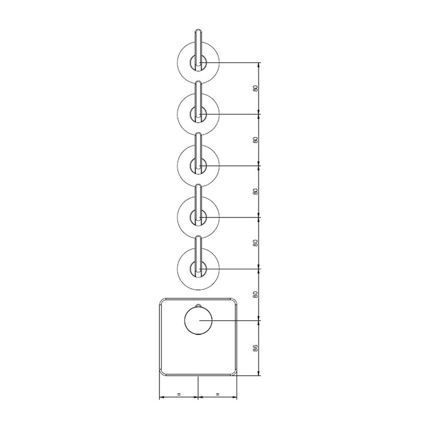 Immagine di Gessi INCISO SHOWER miscelatore termostatico alta portata a parete 5 uscite indipendenti, installazione verticale/orizzontale, finitura cromo 58220#031