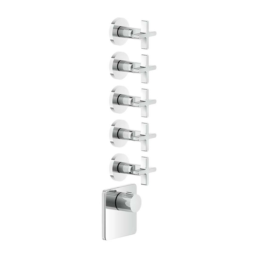 Immagine di Gessi INCISO SHOWER miscelatore termostatico alta portata a parete 5 uscite indipendenti, installazione verticale/orizzontale, finitura cromo 58350#031