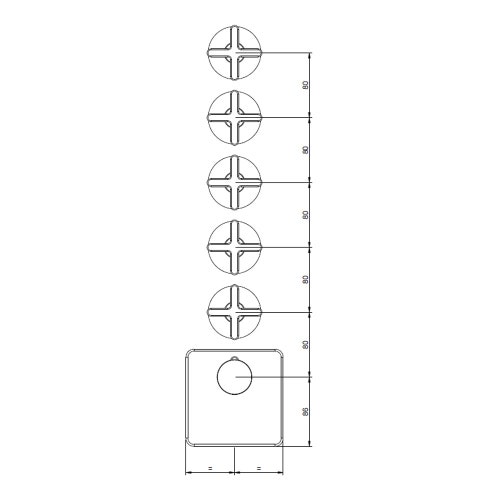 Immagine di Gessi INCISO SHOWER miscelatore termostatico alta portata a parete 5 uscite indipendenti, installazione verticale/orizzontale, finitura cromo 58350#031