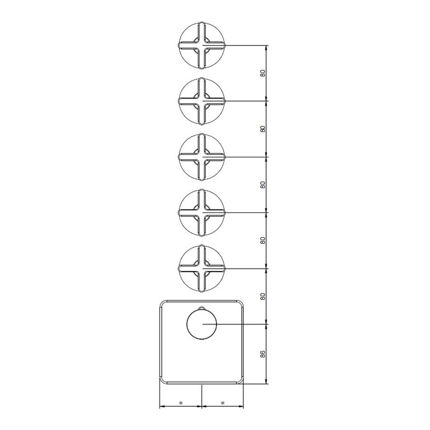 Immagine di Gessi INCISO SHOWER miscelatore termostatico alta portata a parete 5 uscite indipendenti, installazione verticale/orizzontale, finitura cromo 58350#031