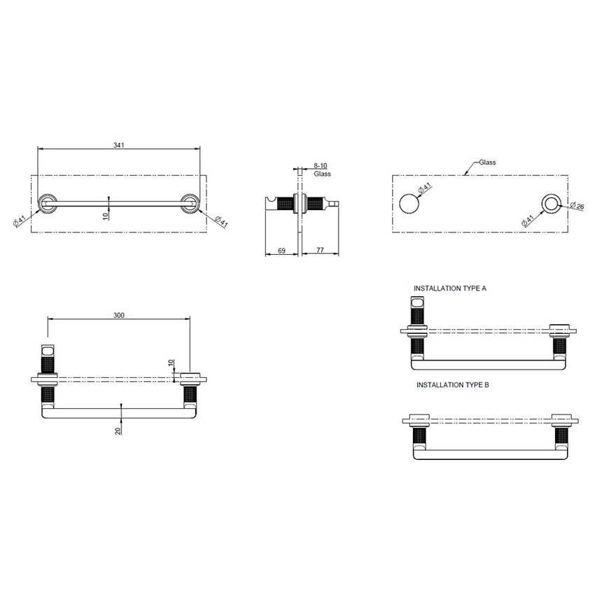 Immagine di Gessi INCISO ACCESSORIES maniglia e portasalvietta per vetro 30 cm, finitura cromo 58613#031