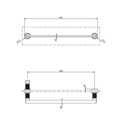 Immagine di Gessi INCISO ACCESSORIES maniglia e portasalvietta per vetro 45 cm, finitura cromo 58615#031