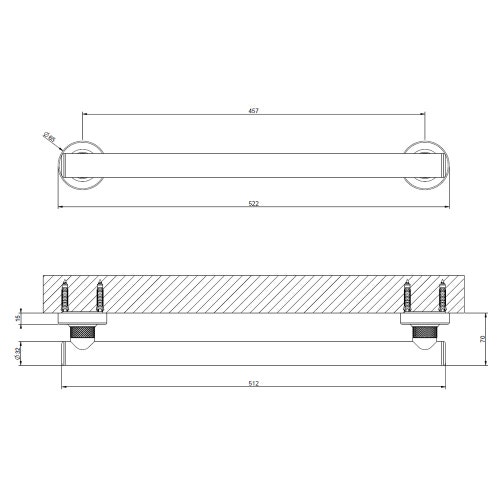 Immagine di Gessi INCISO ACCESSORIES maniglione d'appoggio L.45 cm, per vasca o doccia, finitura cromo 58423#031