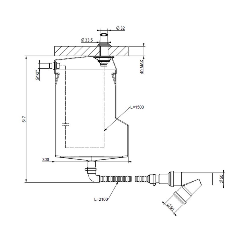 Immagine di Gessi Sistema di recupero acqua per flessibile doccetta, installazione bordo vasca, finitura cromo 65050#031