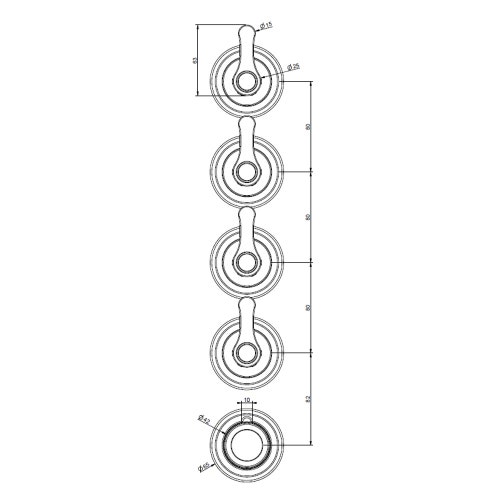 Immagine di Gessi VENTI20 ACCESSORIES miscelatore termostatico a parete 4 uscite indipendenti, installazione verticale/orizzontale, finitura cromo 65338#031