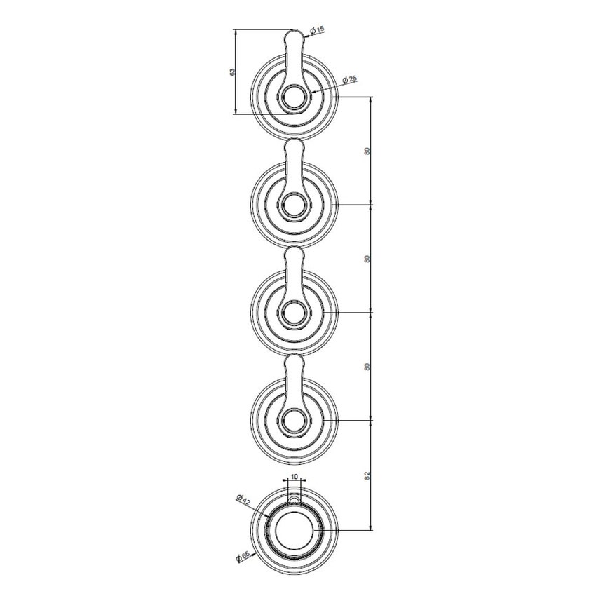 Immagine di Gessi VENTI20 ACCESSORIES miscelatore termostatico a parete 4 uscite indipendenti, installazione verticale/orizzontale, finitura cromo 65338#031