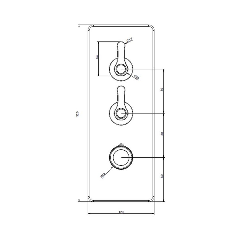 Immagine di Gessi VENTI20 SHOWER miscelatore termostatico alta portata a parete 2 uscite indipendenti, installazione verticale/orizzontale, finitura cromo 65200#031