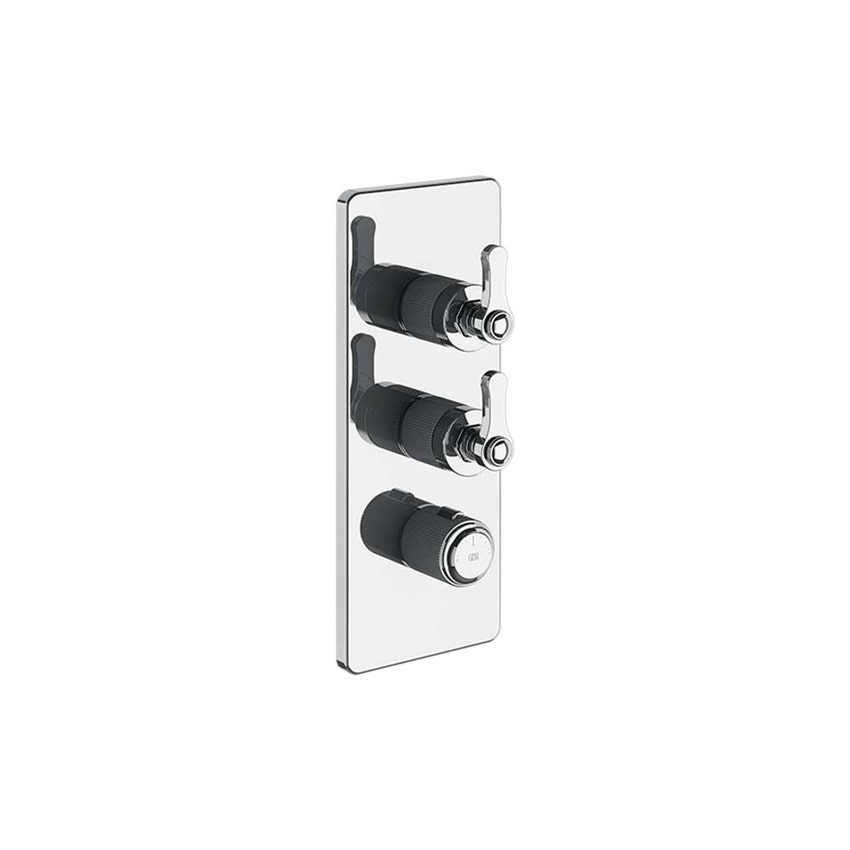 Immagine di Gessi VENTI20 SHOWER miscelatore termostatico alta portata a parete 2 uscite indipendenti, installazione verticale/orizzontale, finitura cromo 65200#031