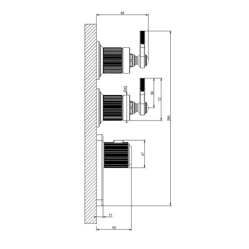 Immagine di Gessi VENTI20 SHOWER miscelatore termostatico alta portata a parete 2 uscite indipendenti, installazione verticale/orizzontale, finitura cromo 65202#031