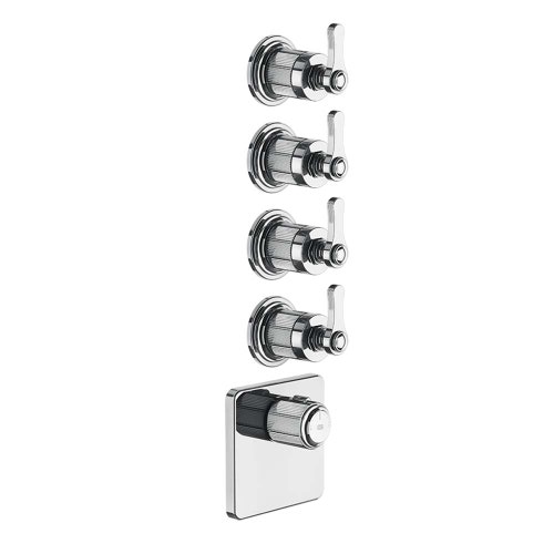 Immagine di Gessi VENTI20 miscelatore termostatico alta portata a parete 4 uscite indipendenti, installazione verticale/orizzontale, finitura cromo 65210#031