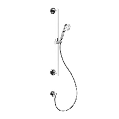 Immagine di Gessi VENTI20 asta saliscendi con presa acqua, doccetta anticalcare e flessibile 1,50 m, finitura cromo 65141#031
