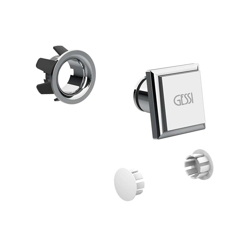 Immagine di Gessi Tappo di finitura scarico troppopieno con tappi laterali copriforo per 46755, finitura cromo 46765#031