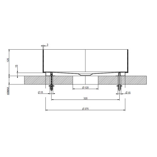 Immagine di Gessi TOTAL LOOK lavabo in acciaio d'appoggio RIGATO senza troppopieno Ø 40 cm. piletta non inclusa, abbinabile a piletta 54599, finitura steel brushed 65601#239