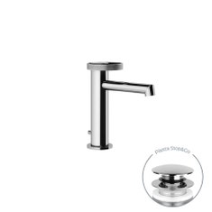 Immagine di Gessi ANELLO miscelatore lavabo H.17 cm con piletta Stop&Go, con flessibili di collegamento, finitura cromo 63301#031