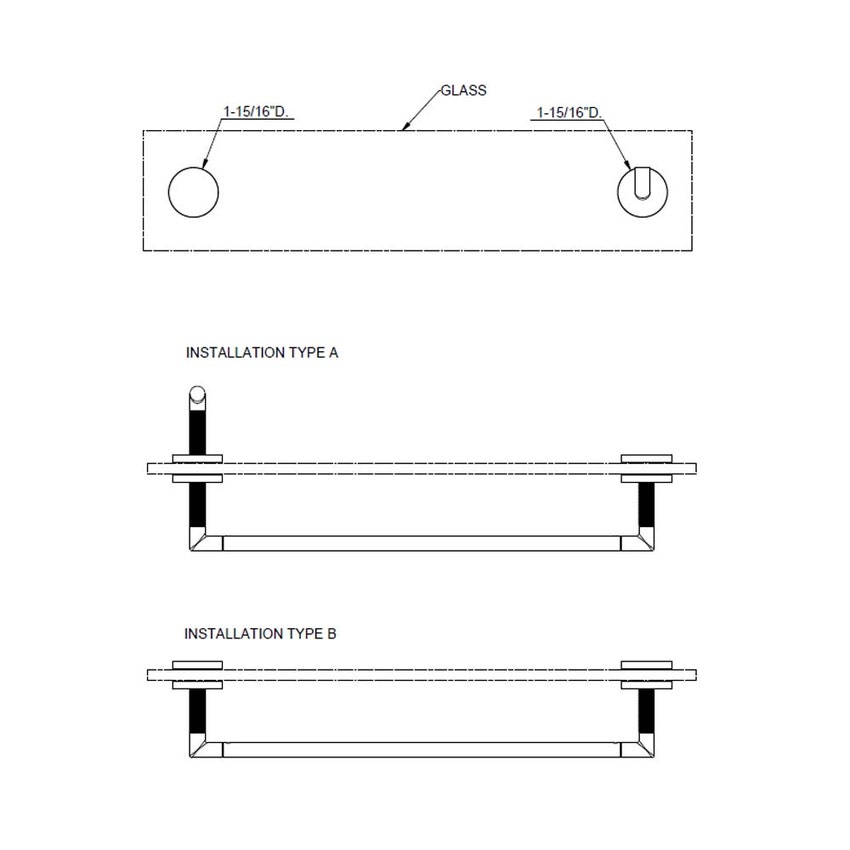 Immagine di Gessi ANELLO maniglia e portasalvietta per vetro 45 cm, finitura cromo 63826#031