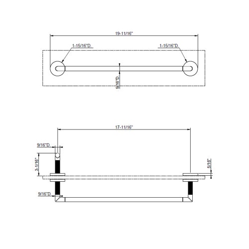 Immagine di Gessi ANELLO maniglia e portasalvietta per vetro 45 cm, finitura cromo 63826#031