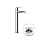 Immagine di Gessi INGRANAGGIO miscelatore lavabo H.33 cm, con piletta Stop&Go e flessibili di collegamento, finitura cromo 63503#031
