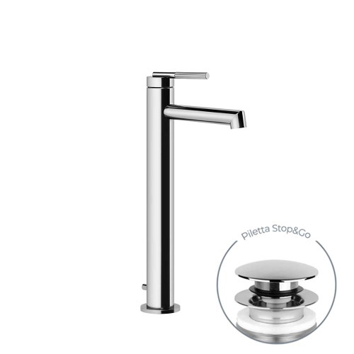 Immagine di Gessi INGRANAGGIO miscelatore lavabo H.33 cm, con piletta Stop&Go e flessibili di collegamento, finitura cromo 63503#031