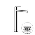 Immagine di Gessi INGRANAGGIO miscelatore lavabo H.33 cm, con piletta Stop&Go e flessibili di collegamento, finitura cromo 63505#031