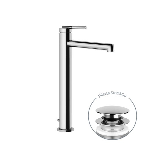 Immagine di Gessi INGRANAGGIO miscelatore lavabo H.33 cm, con piletta Stop&Go e flessibili di collegamento, finitura cromo 63505#031