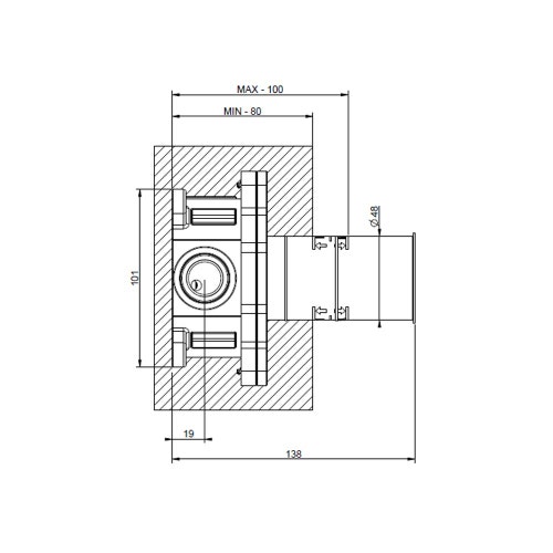 Immagine di Gessi Parte incasso miscelatore lavabo/doccia a parete 1 via 09285#031