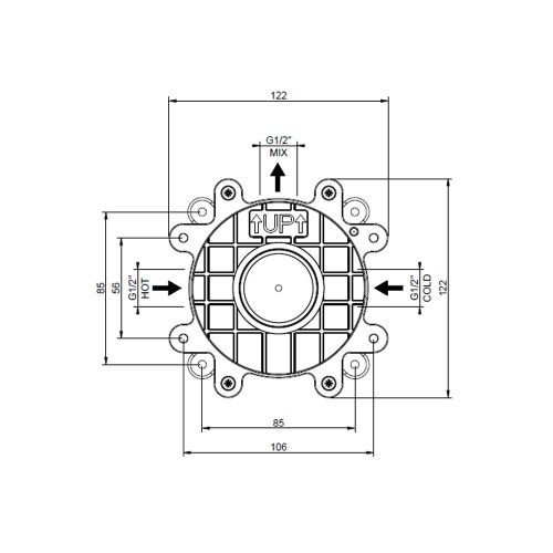 Immagine di Gessi Parte incasso miscelatore lavabo/doccia a parete 1 via 09285#031
