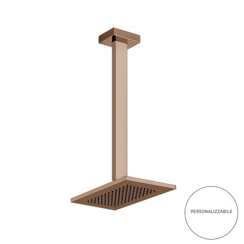 Immagine di Gessi RETTANGOLO soffione anticalcare a soffitto, braccio altezza personalizzabile, finitura copper PVD 20150#030