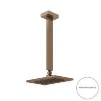 Immagine di Gessi RETTANGOLO soffione anticalcare a soffitto, braccio altezza personalizzabile, finitura copper brushed PVD 20150#708