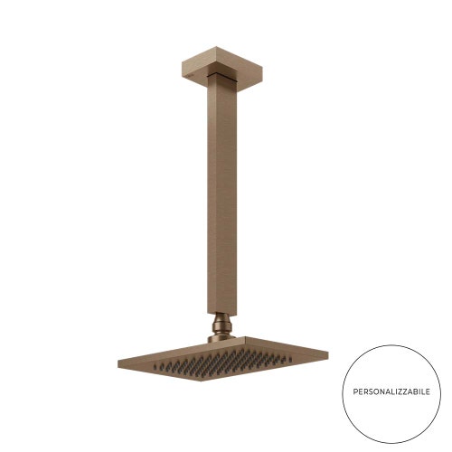 Immagine di Gessi RETTANGOLO soffione anticalcare a soffitto, braccio altezza personalizzabile, finitura copper brushed PVD 20150#708