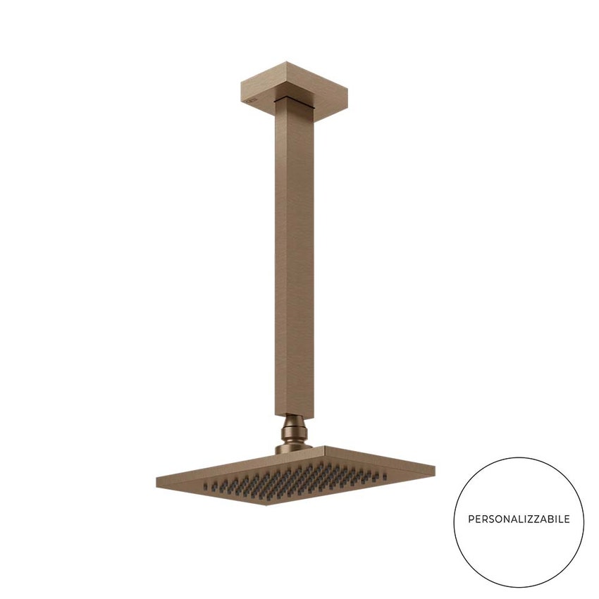 Immagine di Gessi RETTANGOLO soffione anticalcare a soffitto, braccio altezza personalizzabile, finitura copper brushed PVD 20150#708