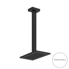 Immagine di Gessi RETTANGOLO soffione anticalcare a soffitto, braccio altezza personalizzabile, colore nero finitura opaco 20150#299