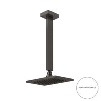 Immagine di Gessi RETTANGOLO soffione anticalcare a soffitto, braccio altezza personalizzabile, finitura black metal brushed PVD 20150#707