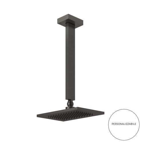Immagine di Gessi RETTANGOLO soffione anticalcare a soffitto, braccio altezza personalizzabile, finitura black metal brushed PVD 20150#707