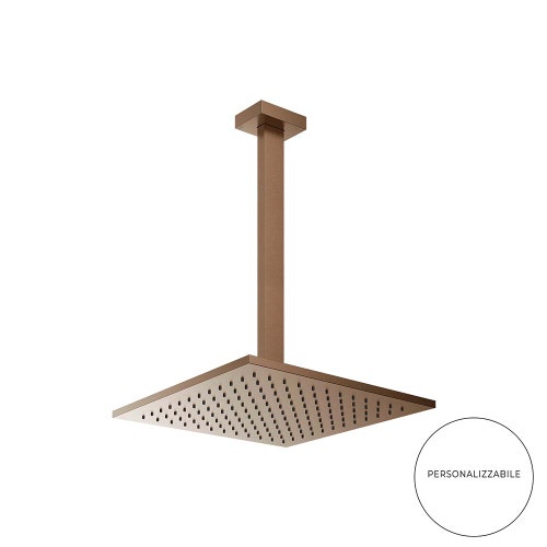 Immagine di Gessi RETTANGOLO soffione anticalcare a soffitto, braccio altezza personalizzabile, finitura copper brushed PVD 15199#708
