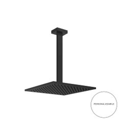 Immagine di Gessi RETTANGOLO soffione anticalcare a soffitto, braccio altezza personalizzabile, colore nero finitura opaco 15199#299