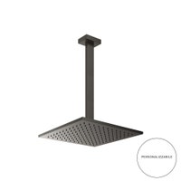 Immagine di Gessi RETTANGOLO soffione anticalcare a soffitto, braccio altezza personalizzabile, finitura black metal brushed PVD 15199#707