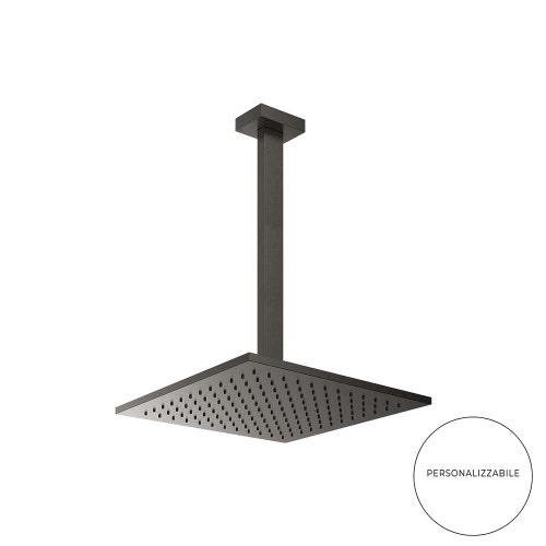 Immagine di Gessi RETTANGOLO soffione anticalcare a soffitto, braccio altezza personalizzabile, finitura black metal brushed PVD 15199#707