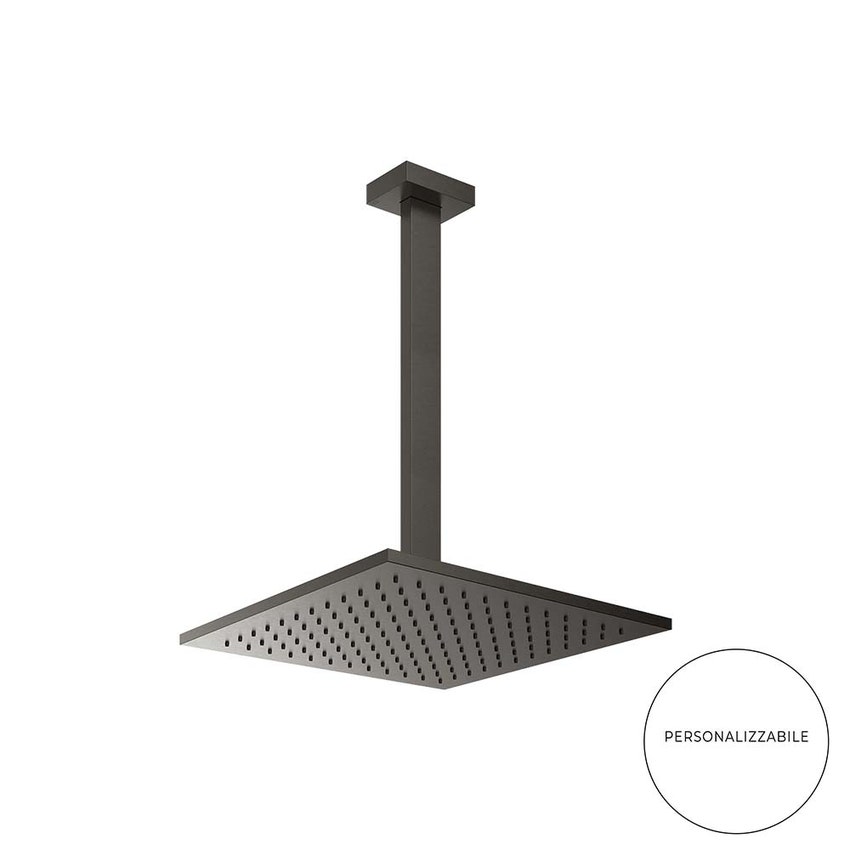 Immagine di Gessi RETTANGOLO soffione anticalcare a soffitto, braccio altezza personalizzabile, finitura black metal brushed PVD 15199#707