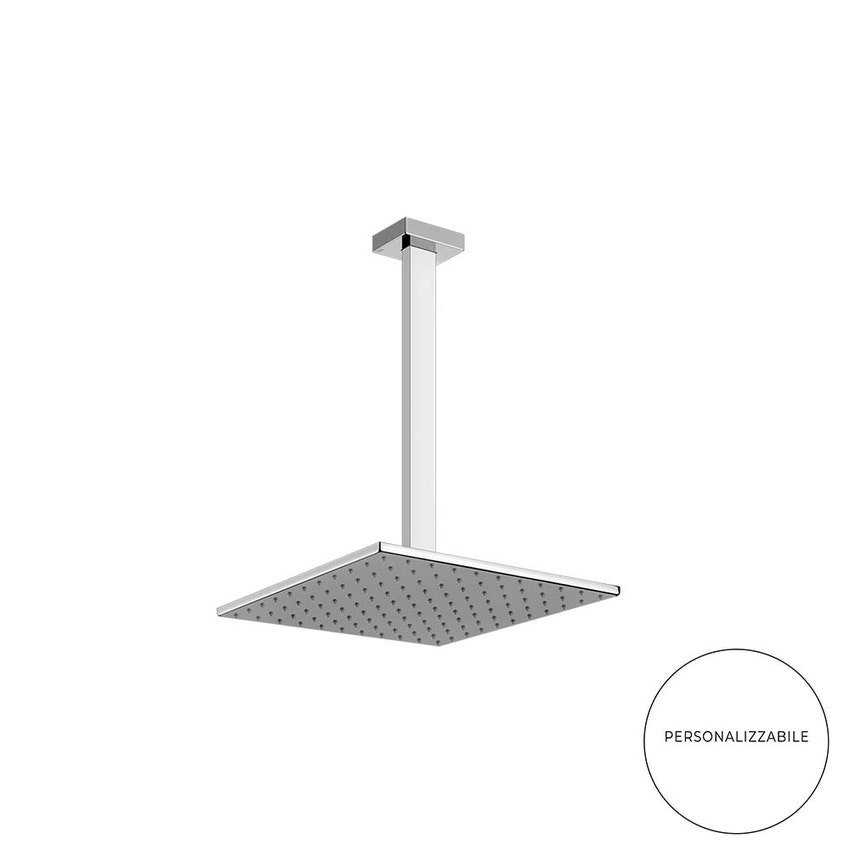 Immagine di Gessi RETTANGOLO soffione anticalcare a soffitto, braccio altezza personalizzabile, finitura cromo 15199#031