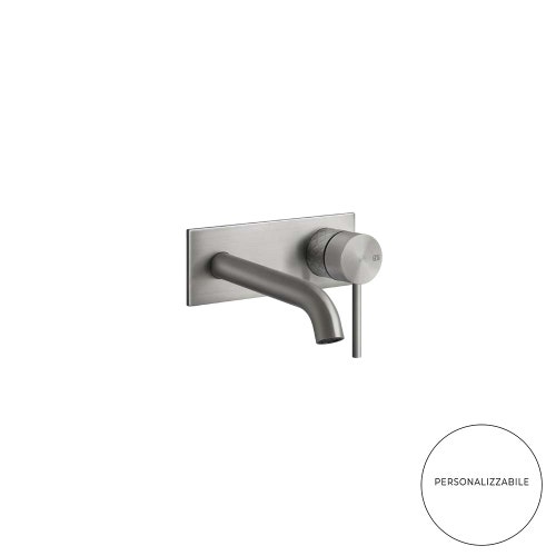 Immagine di Gessi 316 INTRECCIO miscelatore lavabo a parete bocca lunghezza personalizzabile senza scarico, finitura steel brushed 54184#239