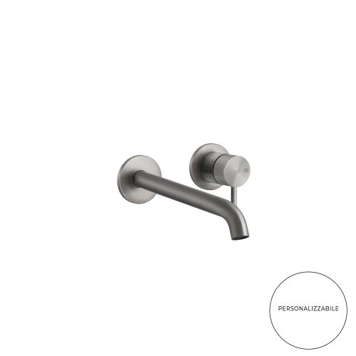 Immagine di Gessi 316 TRAME miscelatore Lavabo a parete bocca lunghezza personalizzabile senza scarico, finitura steel brushed 54389#239