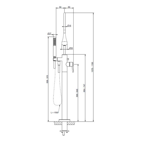 Immagine di Gessi GOCCIA parte esterna Piantana Esterno vasca, finitura cromo 33029#031