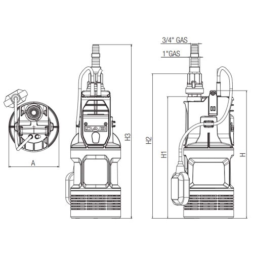 Immagine di Dab Pumps DIVERTEK 500 A pompa sommersa multigirante per acqua pulita, portata massima 6.3 m³/h - prevalenza max 25 m 60203224H