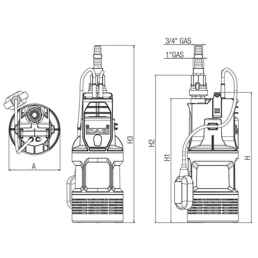Immagine di Dab Pumps DIVERTEK 500 A pompa sommersa multigirante per acqua pulita, portata massima 6.3 m³/h - prevalenza max 25 m 60203224H