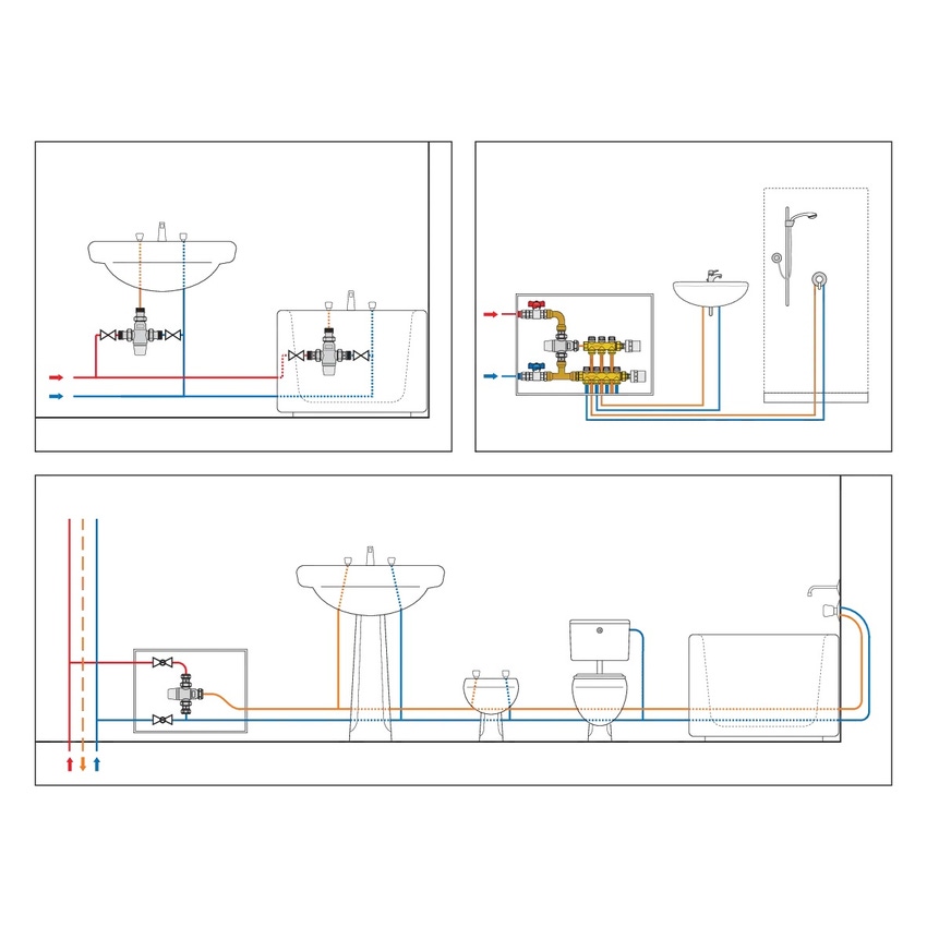 Immagine di Caleffi Miscelatore termostatico regolabile 1/2" 30÷50°C con valvola ritegno 521304