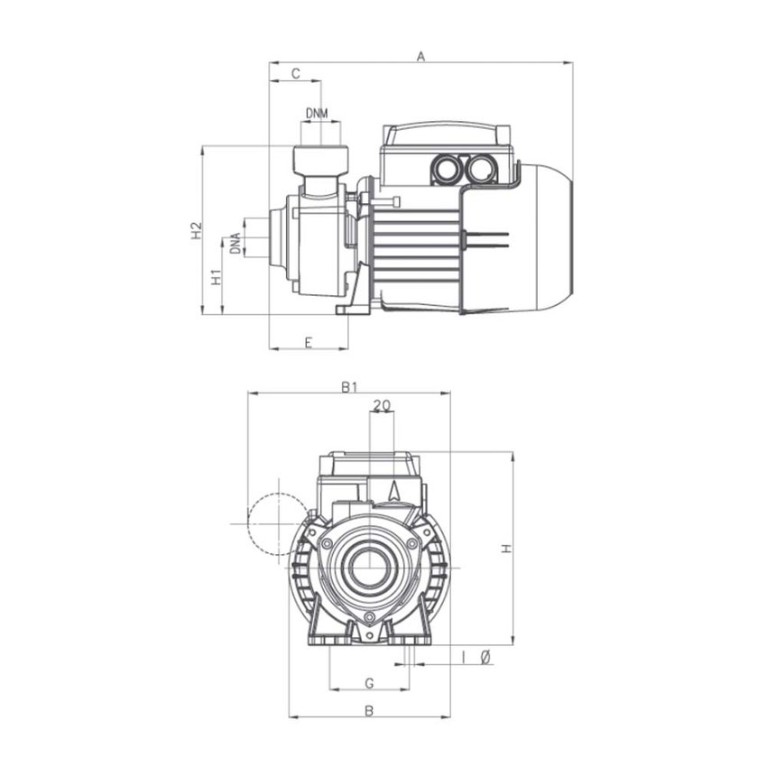 Immagine di Dab Pumps KPF 45/20 T pompa centrifuga di tipo periferica trifase, aspirazione frontale, idonea per usi domestici e impieghi industriali, prevalenza massima 84 m, portata massima 2.4 m³/h 60179405H