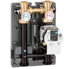 Immagine di Caleffi gruppo di distribuzione DN 25 diretta per impianti di riscaldamento e condizionamento con pompa PARA 25/7, Interasse 125 mm (Reversibile DX - SX) 165640HE3