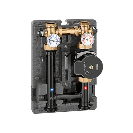 Immagine di Caleffi gruppo di distribuzione DN 25 diretta per impianti di riscaldamento e condizionamento con pompa EVOSTA2 70/130, Interasse 125 mm (Reversibile DX - SX) 165640HE5