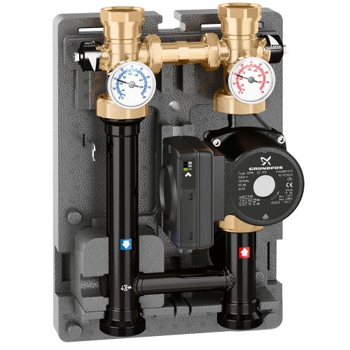 Immagine di Caleffi gruppo di distribuzione DN 32 diretta per impianti di riscaldamento e condizionamento con pompa UPML 25-105, Interasse 125 mm (Reversibile DX - SX) 165601UPM